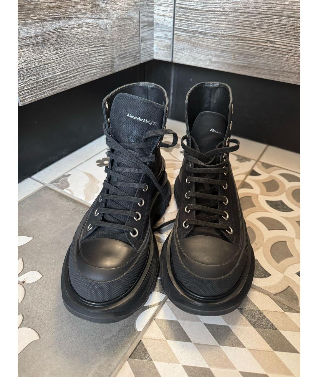 ALEXANDER MCQUEEN Черные текстильные кроссовки, фото 2