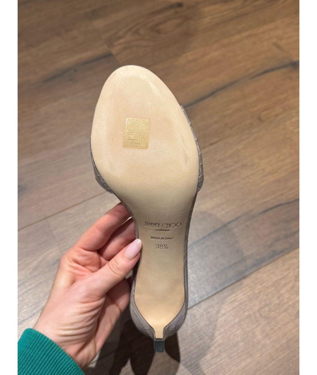 JIMMY CHOO Бежевые кожаные мюли, фото 5