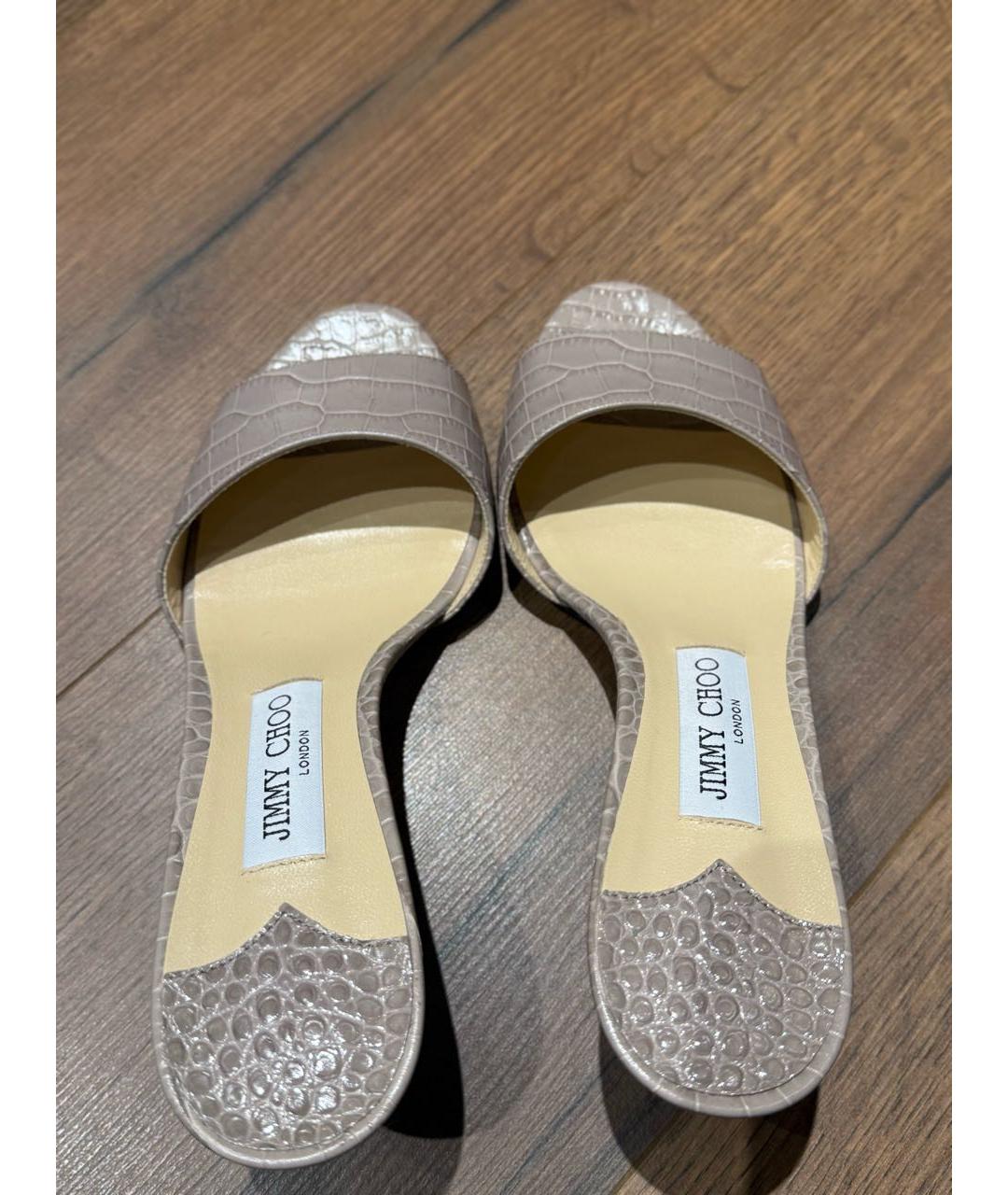 JIMMY CHOO Бежевые кожаные мюли, фото 3
