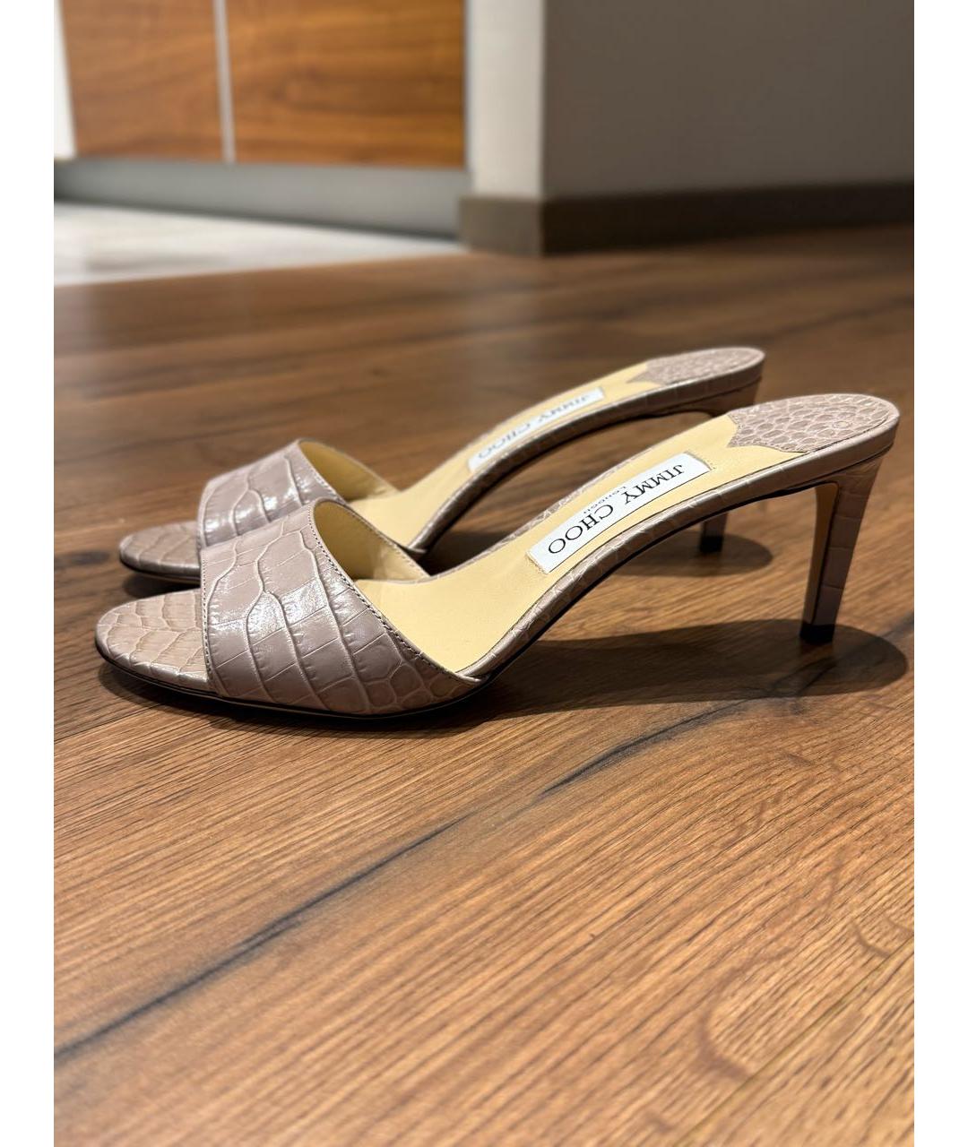 JIMMY CHOO Бежевые кожаные мюли, фото 6
