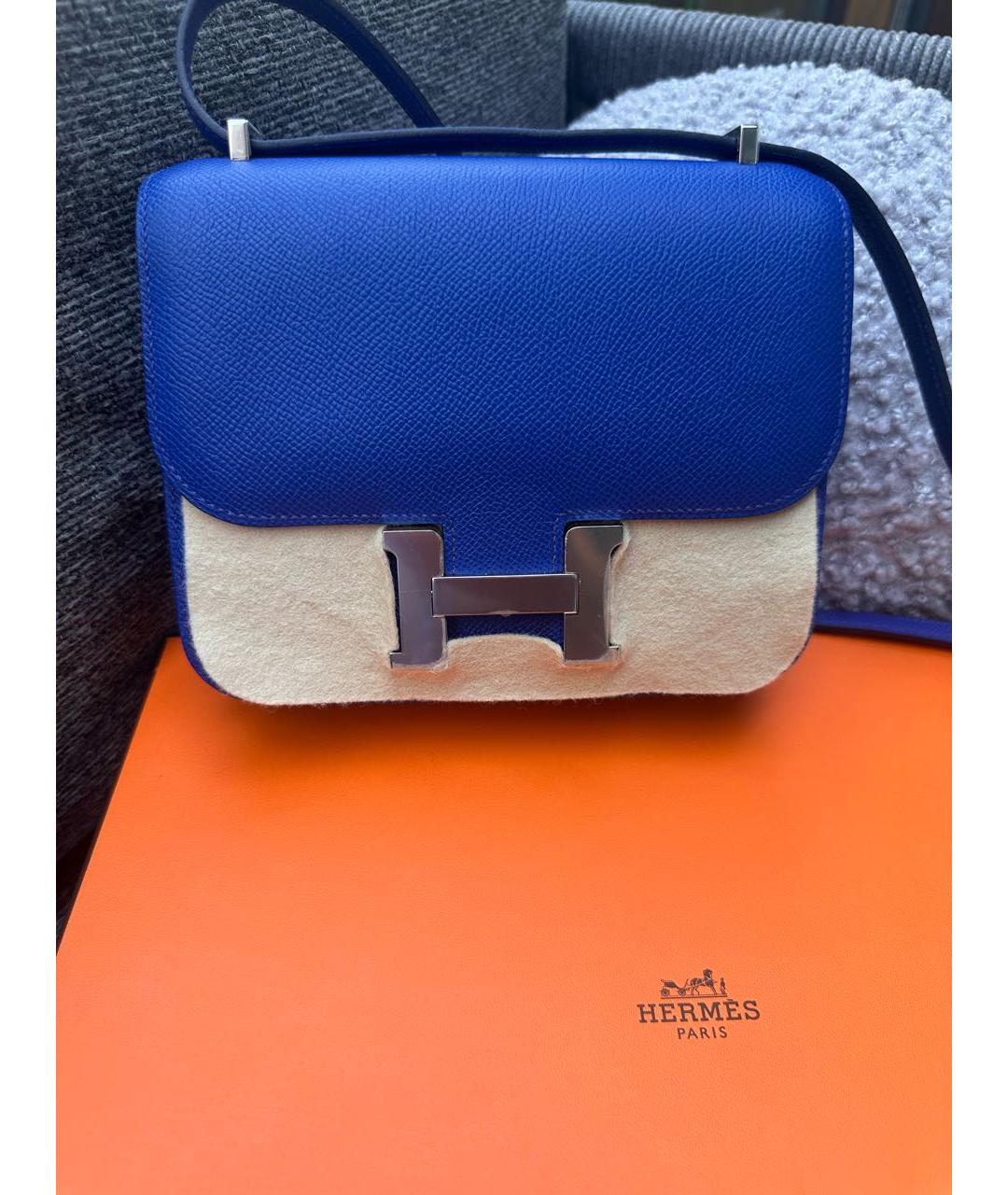 HERMES Синяя кожаная сумка через плечо, фото 3