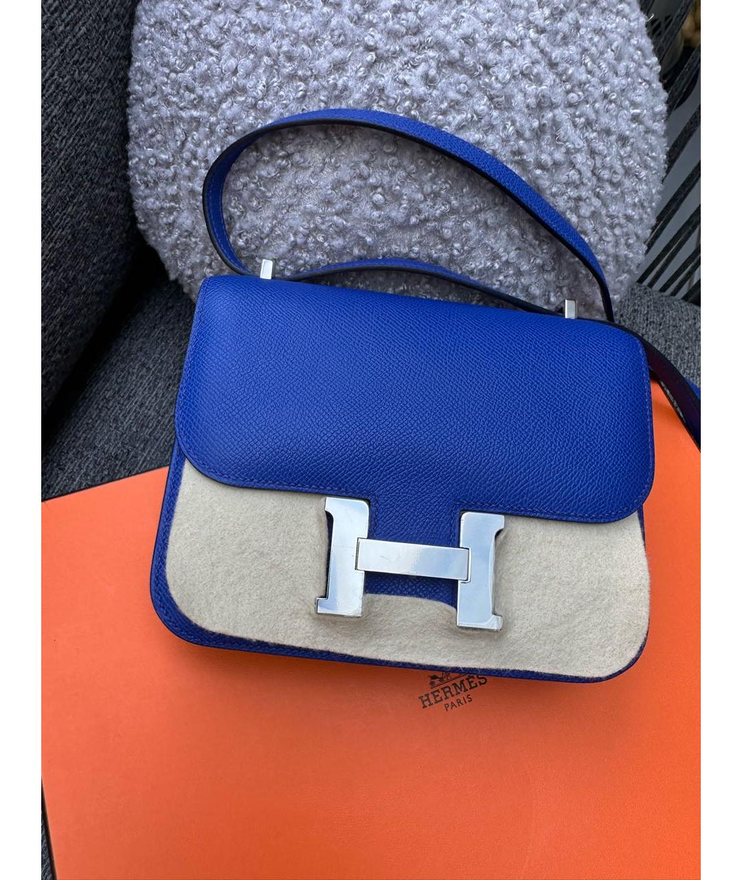 HERMES Синяя кожаная сумка через плечо, фото 4