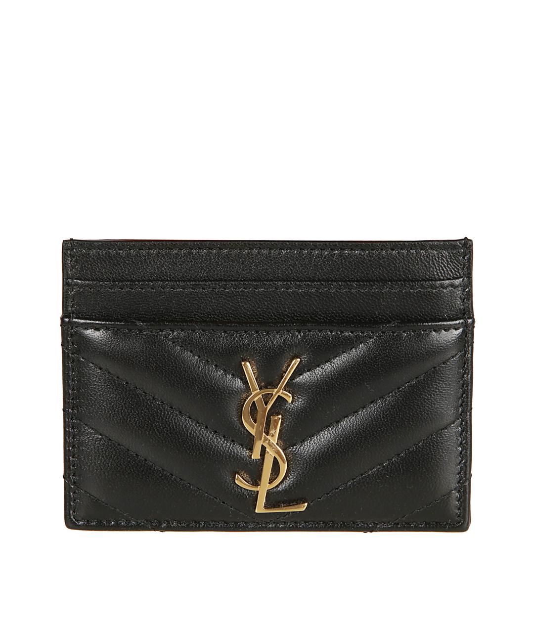 SAINT LAURENT Черный кожаный кардхолдер, фото 1