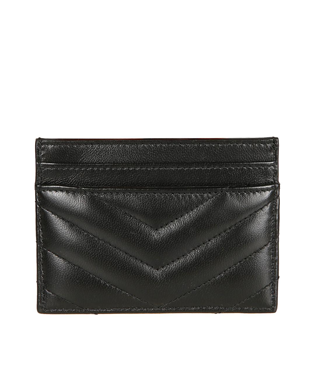 SAINT LAURENT Черный кожаный кардхолдер, фото 2
