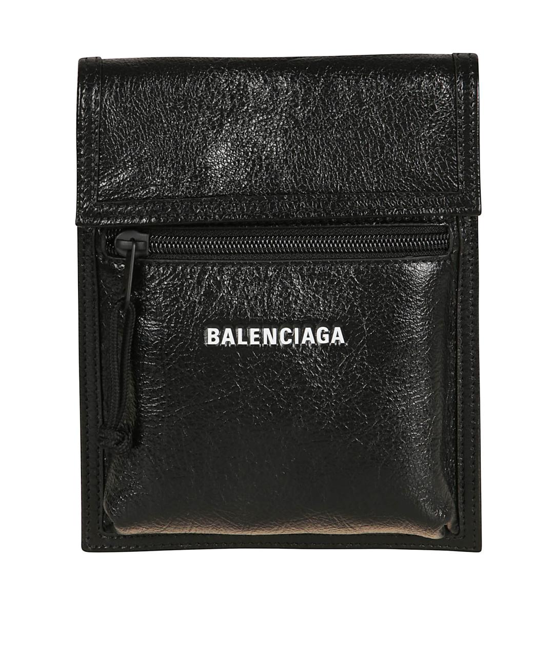 BALENCIAGA Черная кожаная сумка на плечо, фото 1