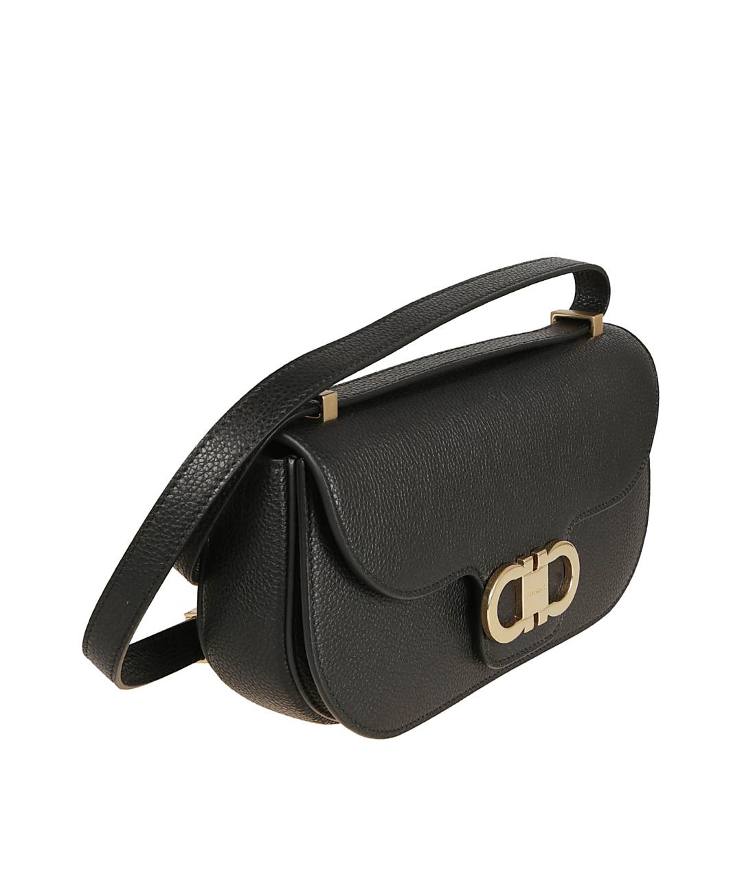 FERRAGAMO Черная кожаная сумка через плечо, фото 3