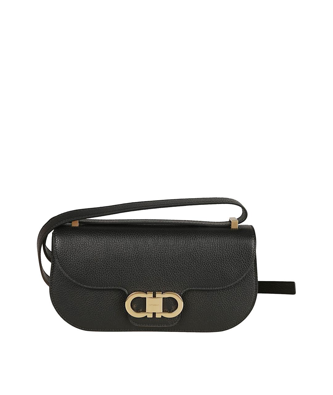 FERRAGAMO Черная кожаная сумка через плечо, фото 1