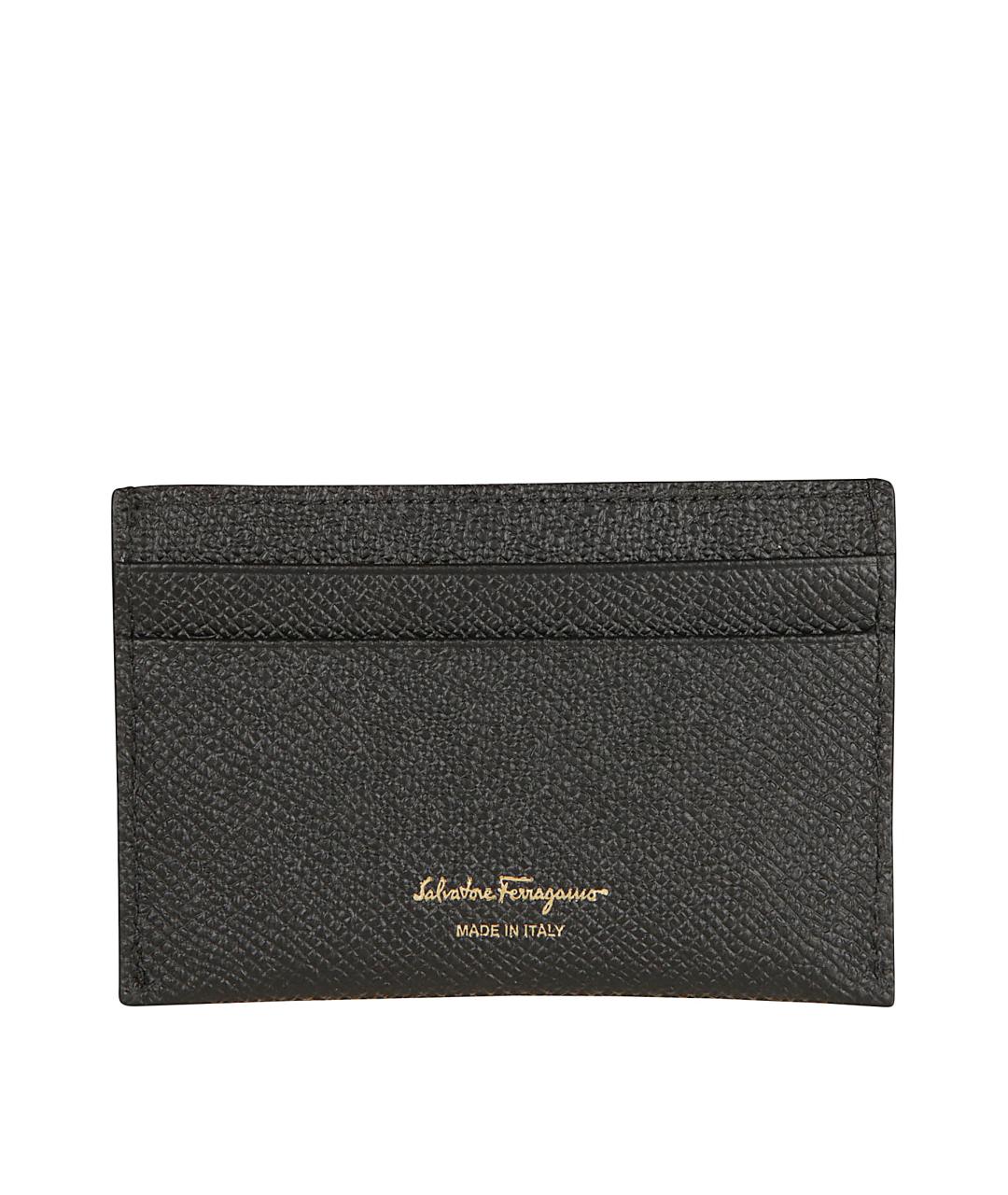 FERRAGAMO Черный кожаный кардхолдер, фото 2