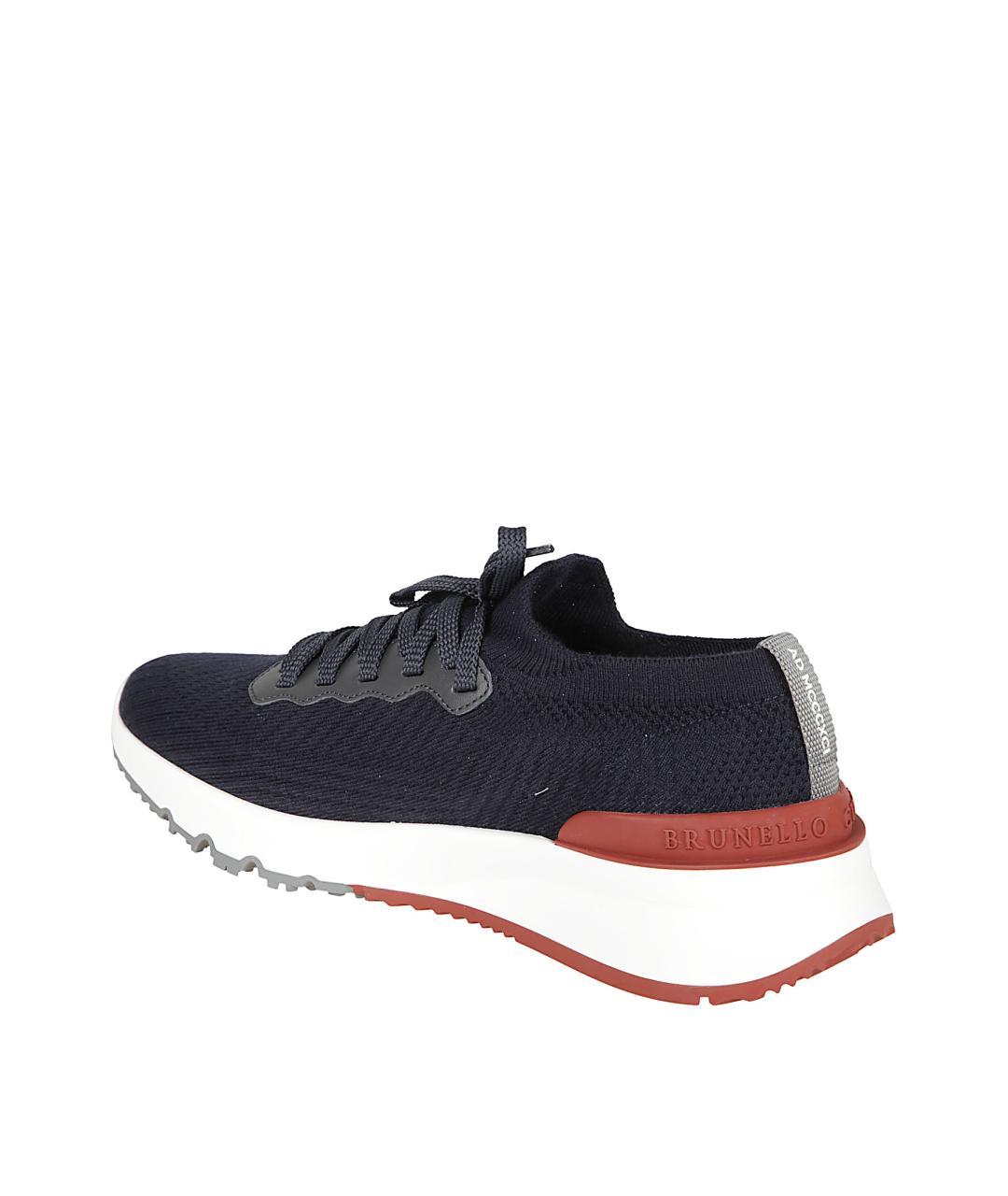 BRUNELLO CUCINELLI Темно-синие текстильные низкие кроссовки / кеды, фото 3