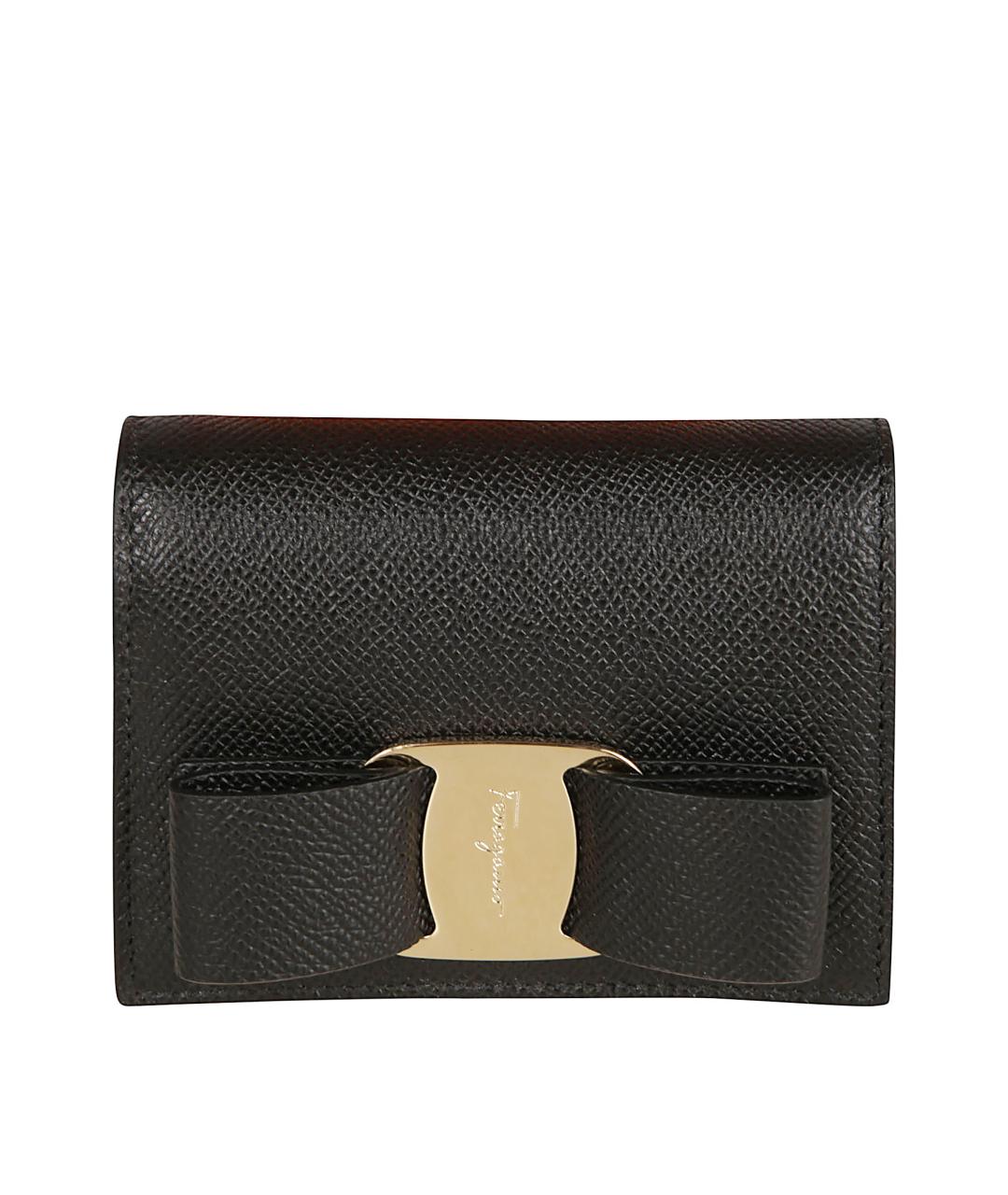 FERRAGAMO Черный кожаный кошелек, фото 1