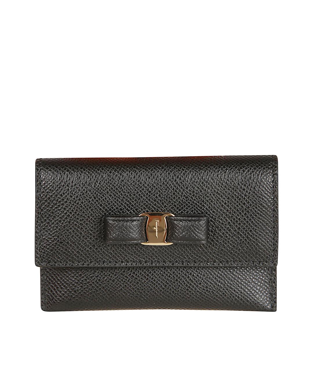 FERRAGAMO Черный кожаный кошелек, фото 1