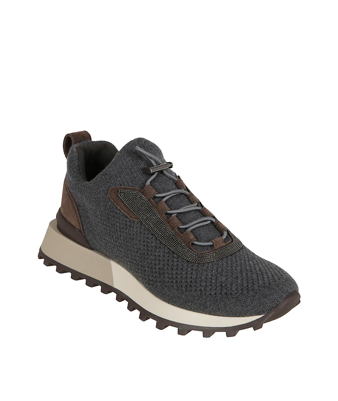BRUNELLO CUCINELLI Антрацитовые текстильные кроссовки, фото 2