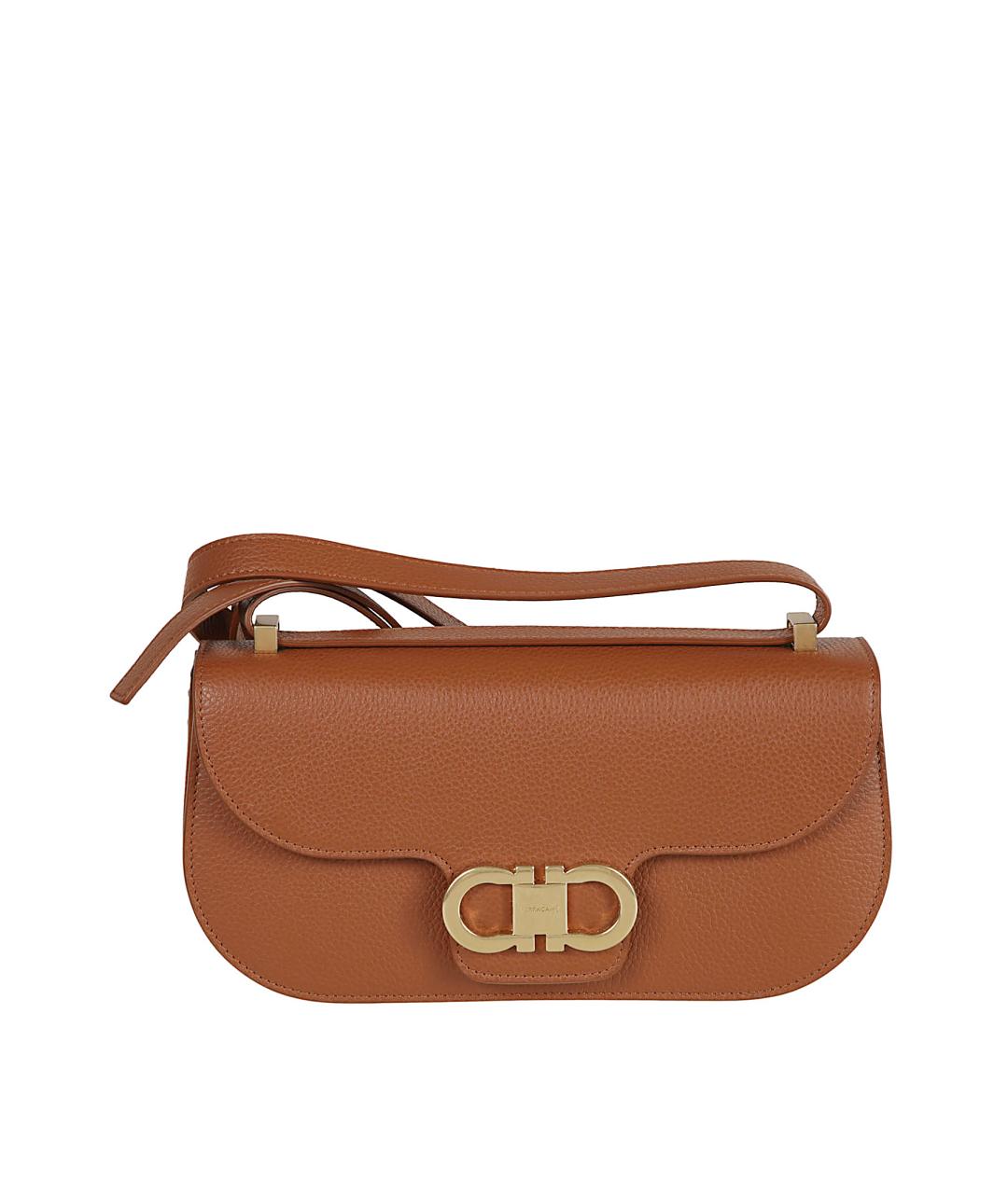 FERRAGAMO Коричневая кожаная сумка через плечо, фото 1