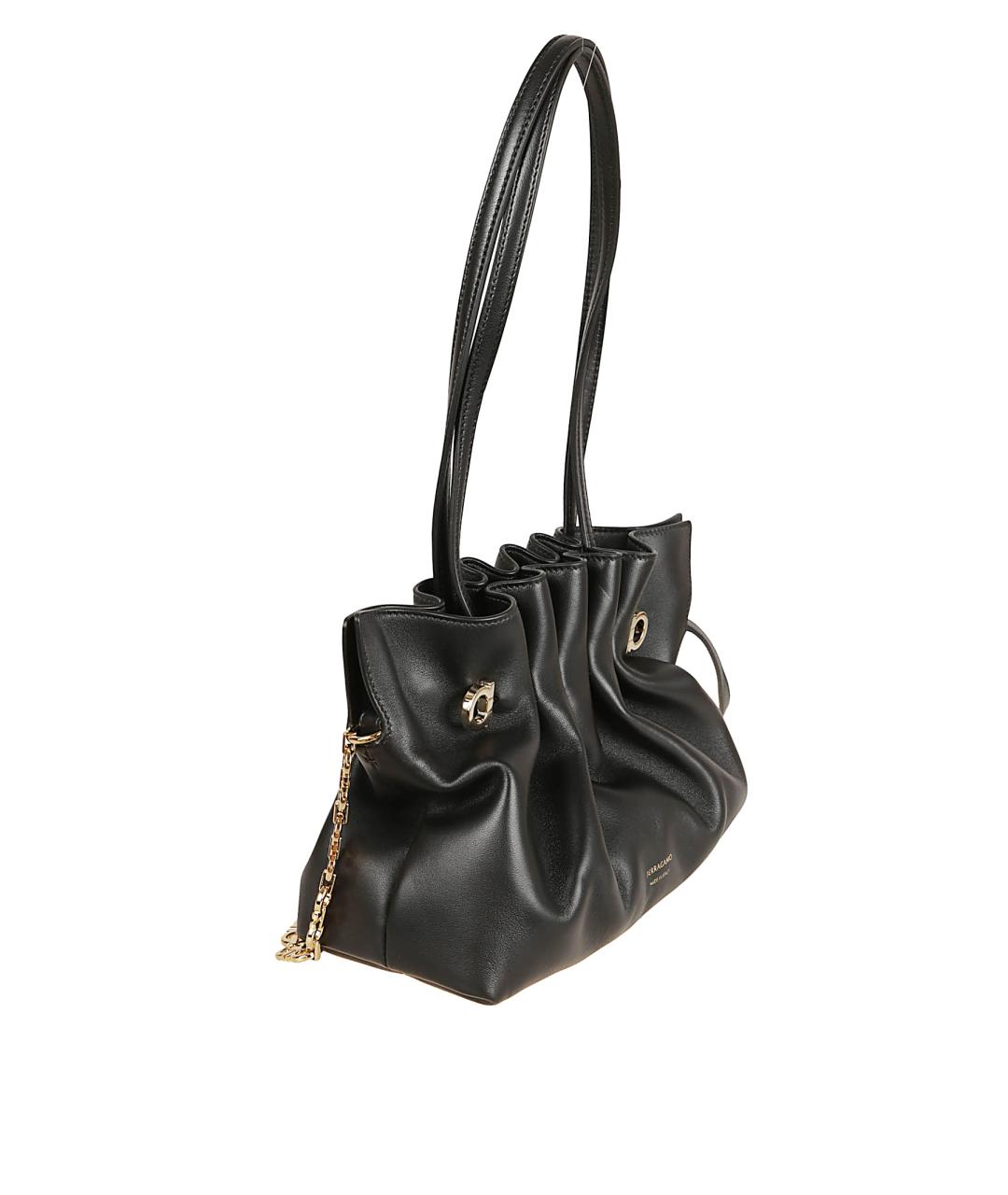 FERRAGAMO Черная кожаная сумка через плечо, фото 3