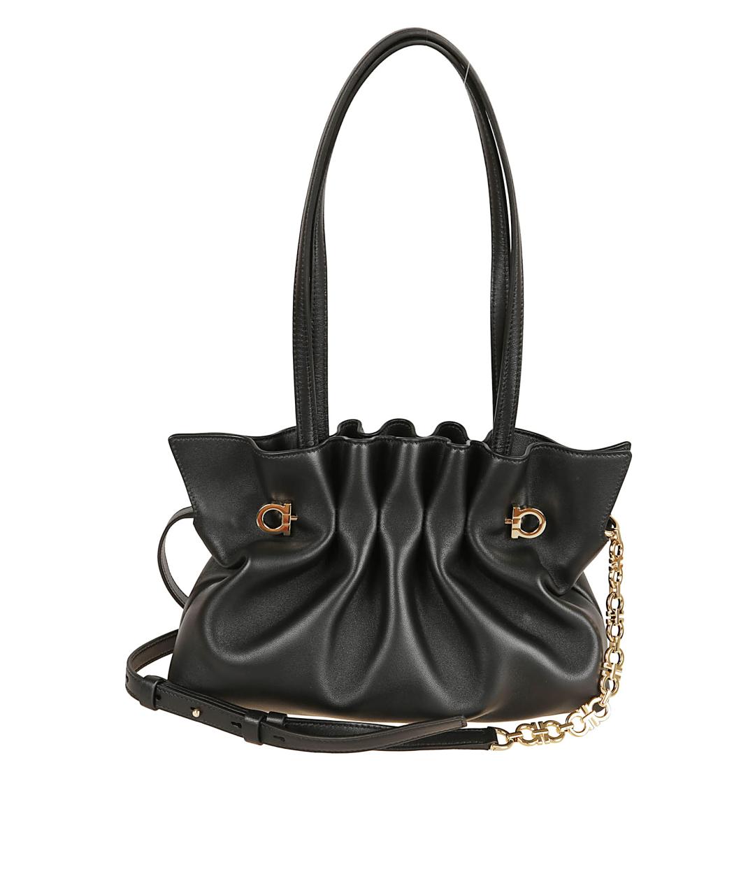 FERRAGAMO Черная кожаная сумка через плечо, фото 2