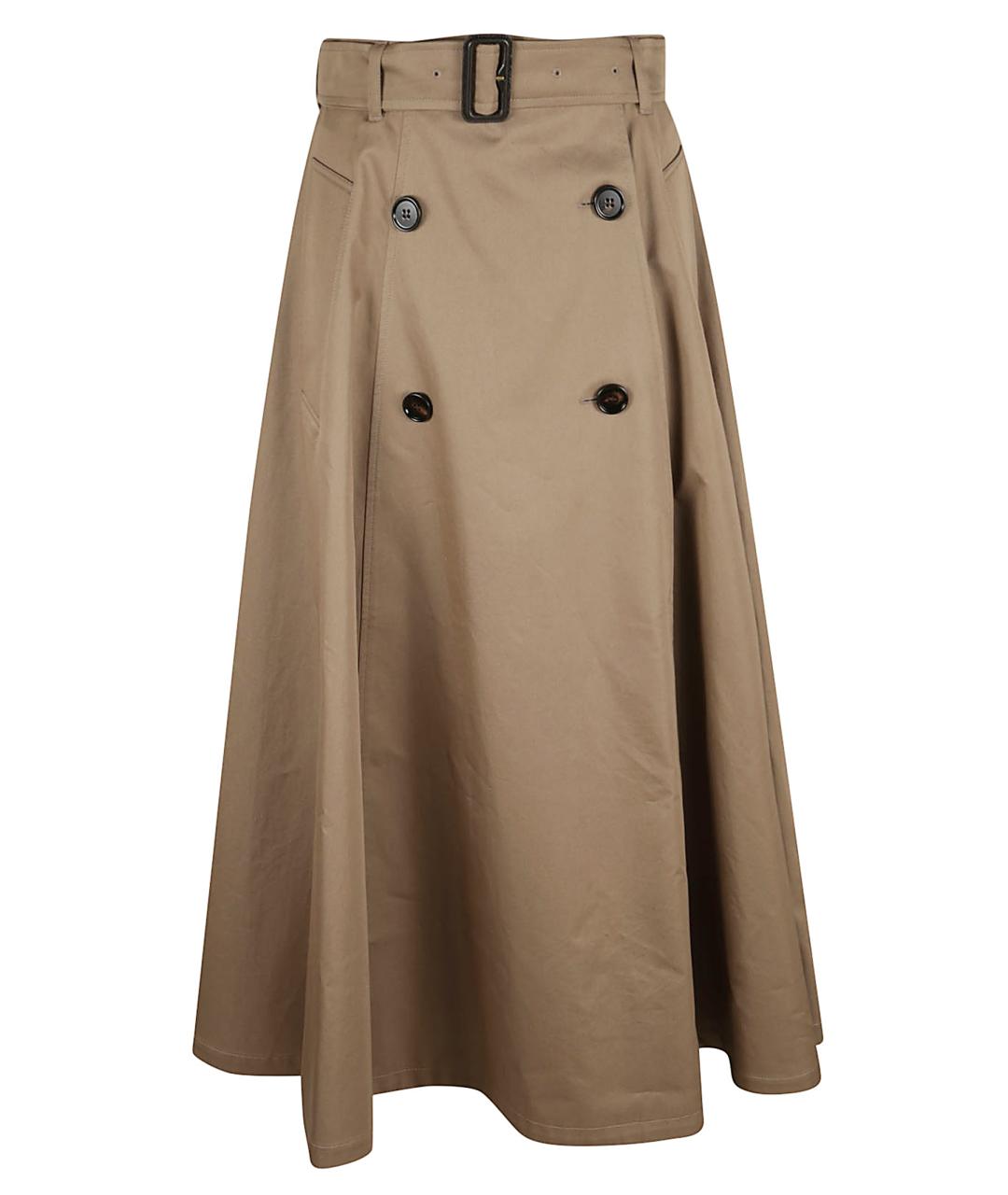 BURBERRY Бежевая хлопковая юбка макси, фото 1
