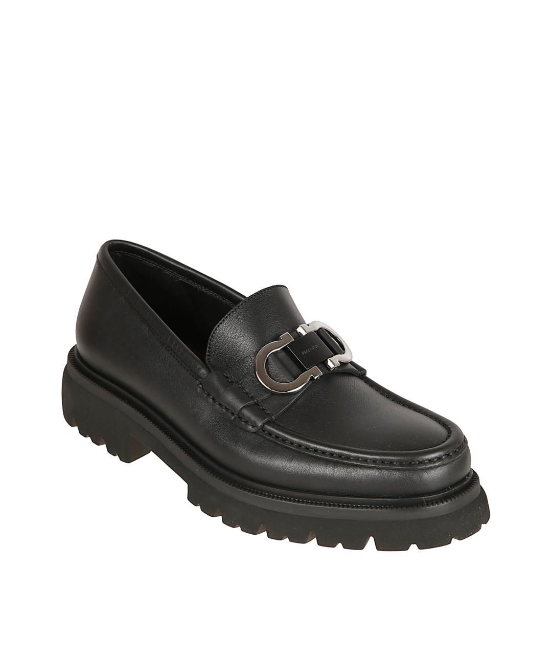 FERRAGAMO Черные кожаные лоферы, фото 2