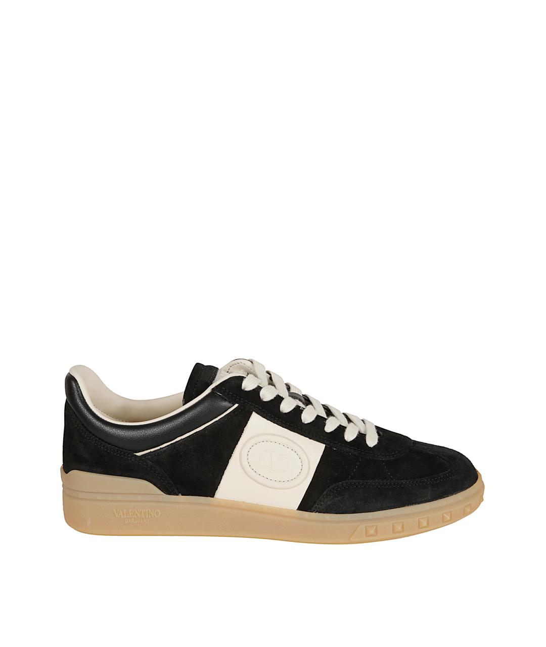 VALENTINO Черные замшевые низкие кроссовки / кеды, фото 1