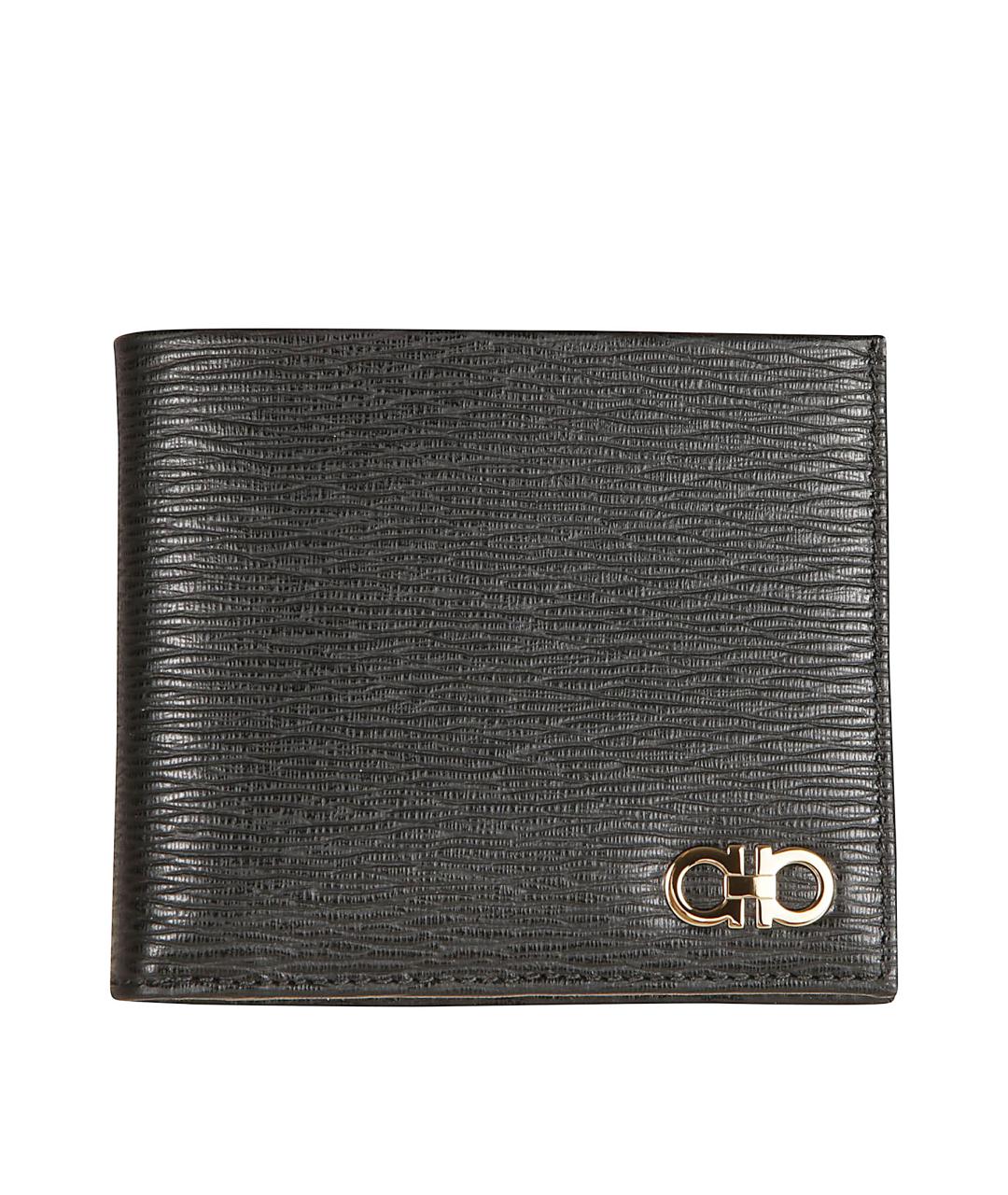 FERRAGAMO Черный кожаный кошелек, фото 1