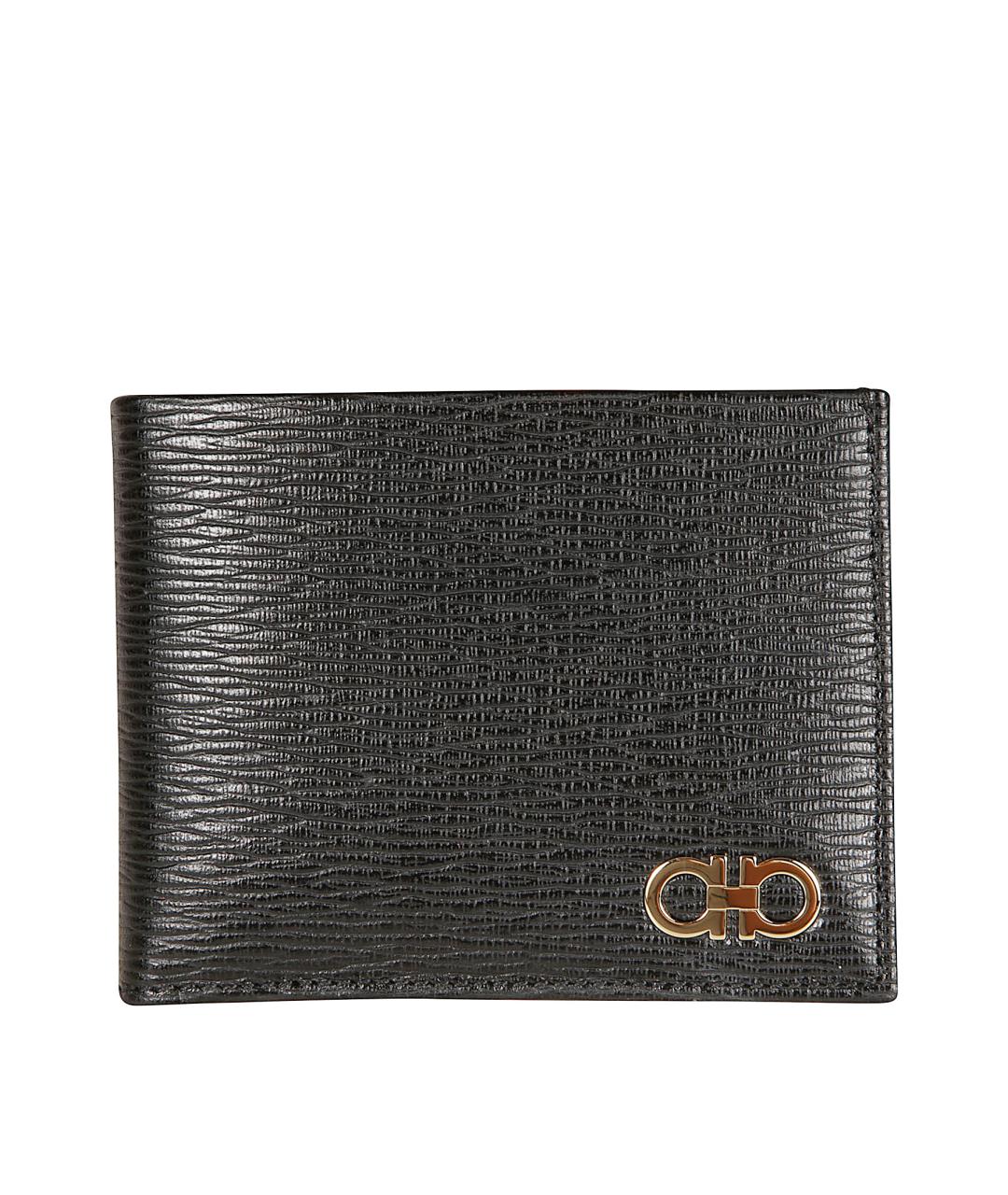 FERRAGAMO Черный кожаный кошелек, фото 1
