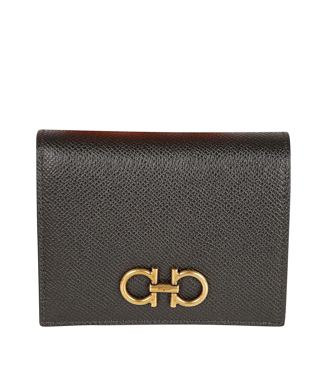 FERRAGAMO Черный кожаный кошелек, фото 1