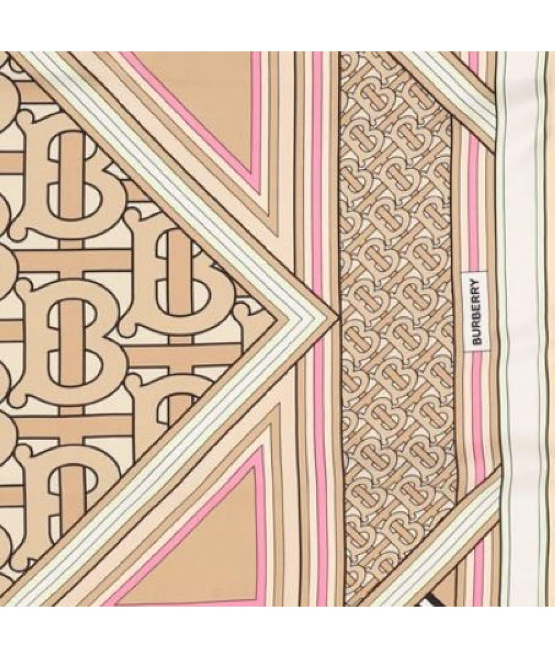 BURBERRY Бежевый шелковый платок, фото 4