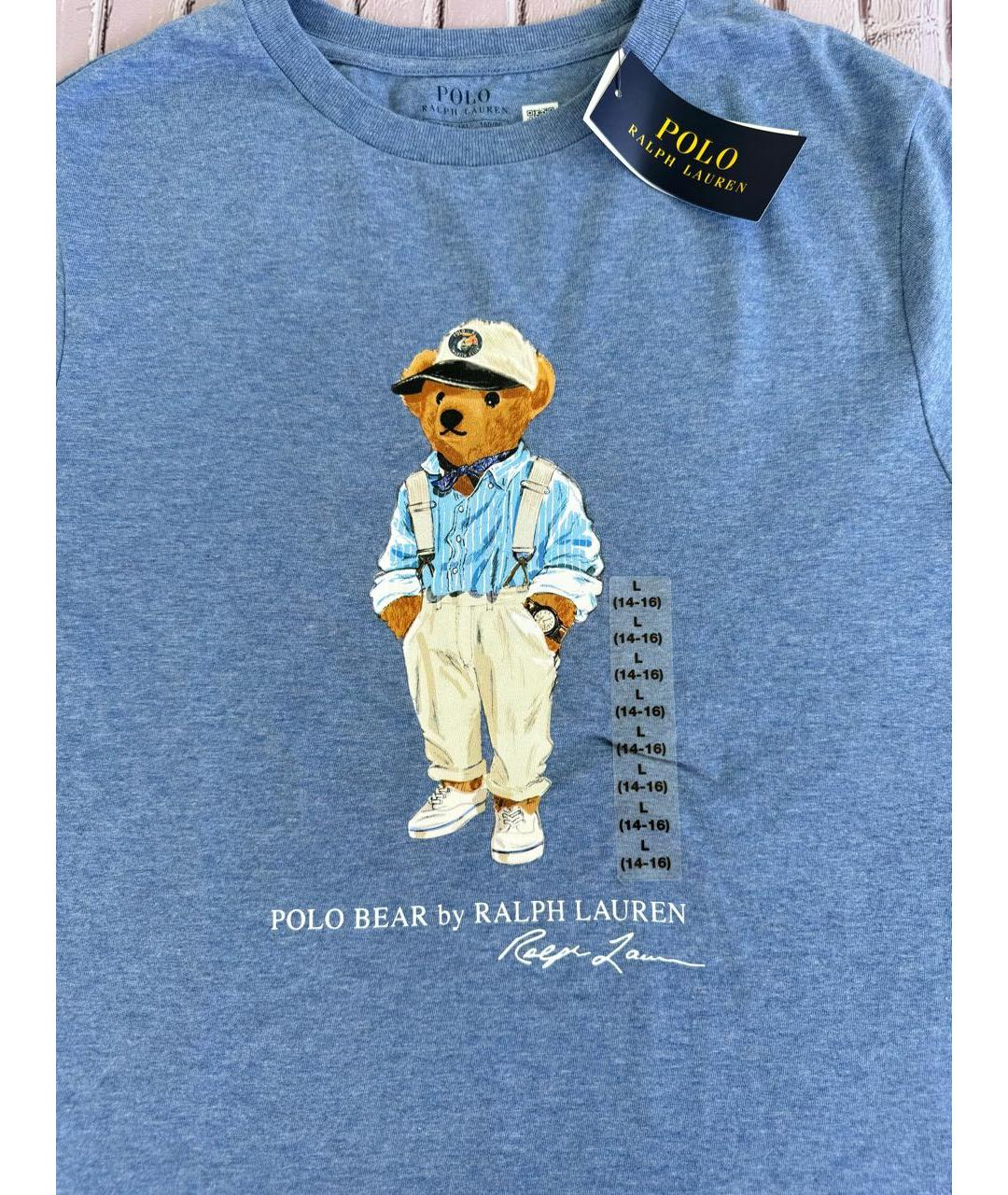 POLO RALPH LAUREN Голубая хлопковая детская футболка, фото 3