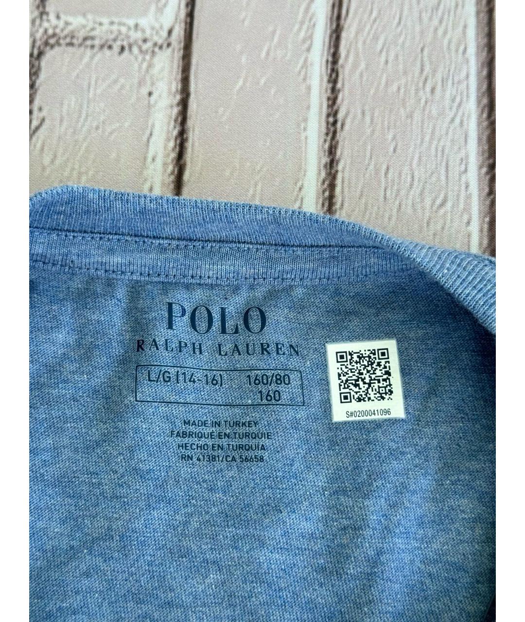 POLO RALPH LAUREN Голубая хлопковая детская футболка, фото 5