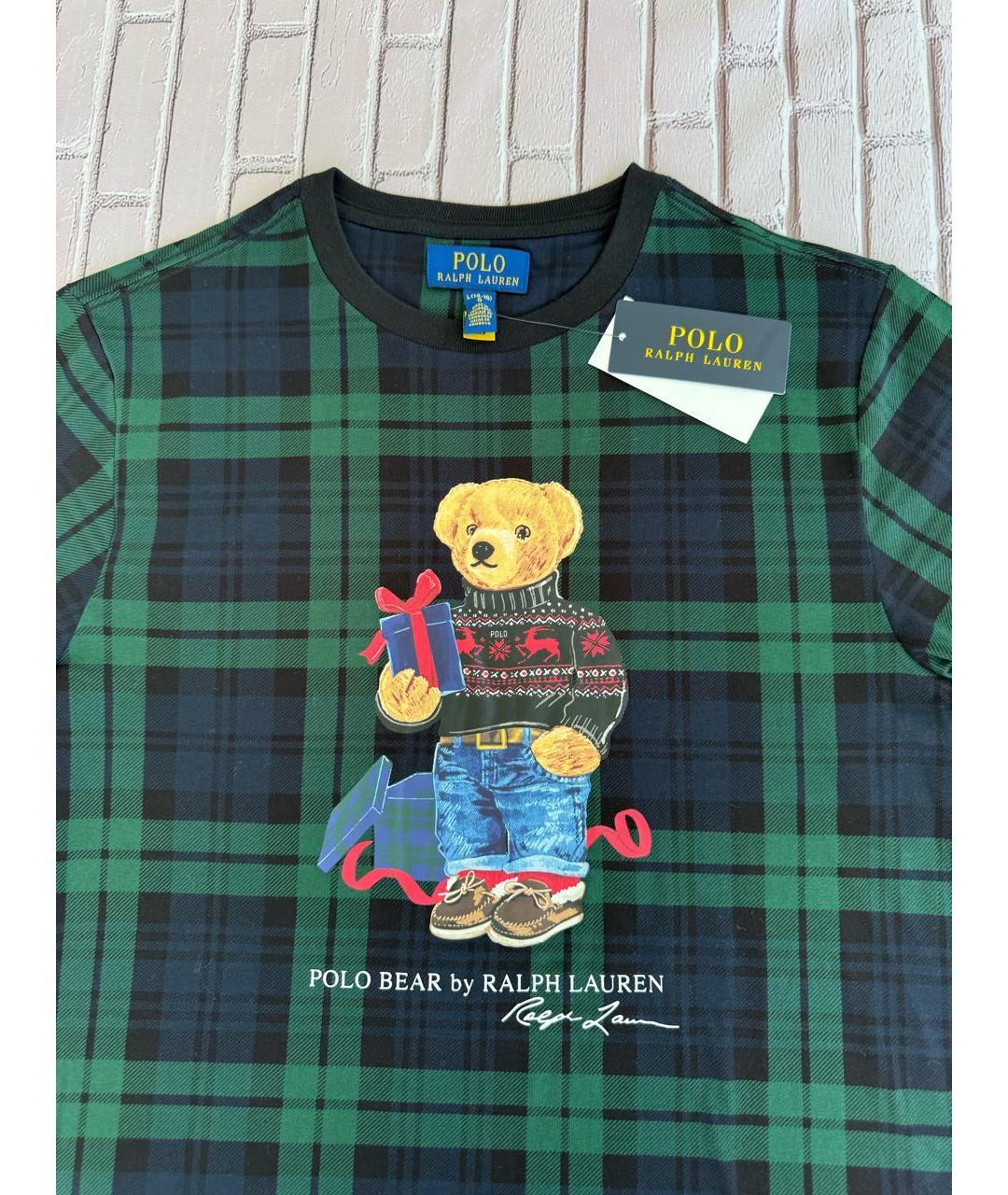 POLO RALPH LAUREN Зеленая хлопковая детская футболка, фото 3