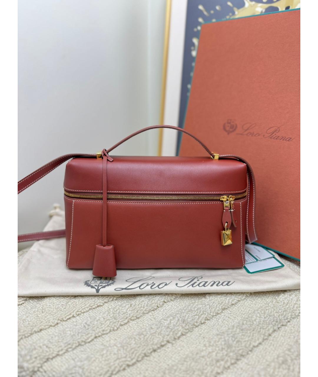 LORO PIANA Коричневая кожаная сумка через плечо, фото 2