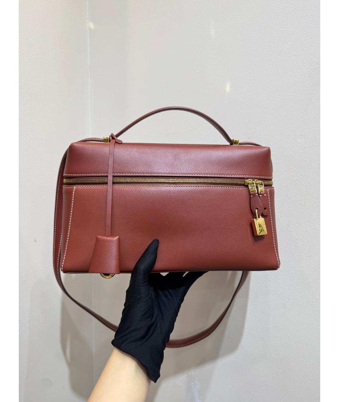 LORO PIANA Коричневая кожаная сумка через плечо, фото 3