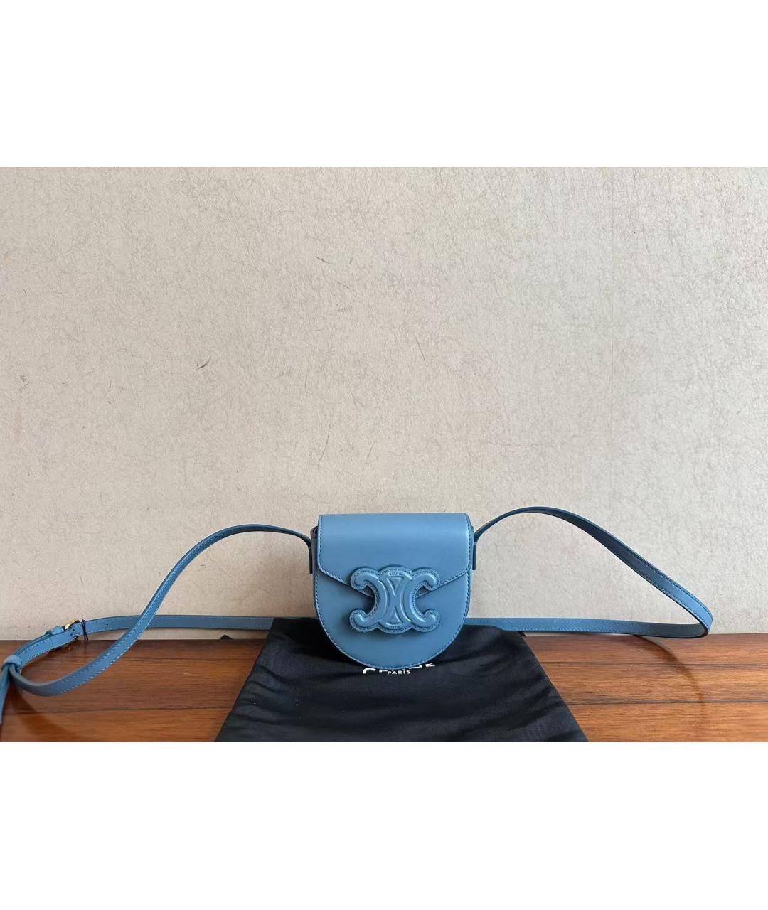 CELINE Голубая кожаная поясная сумка, фото 8