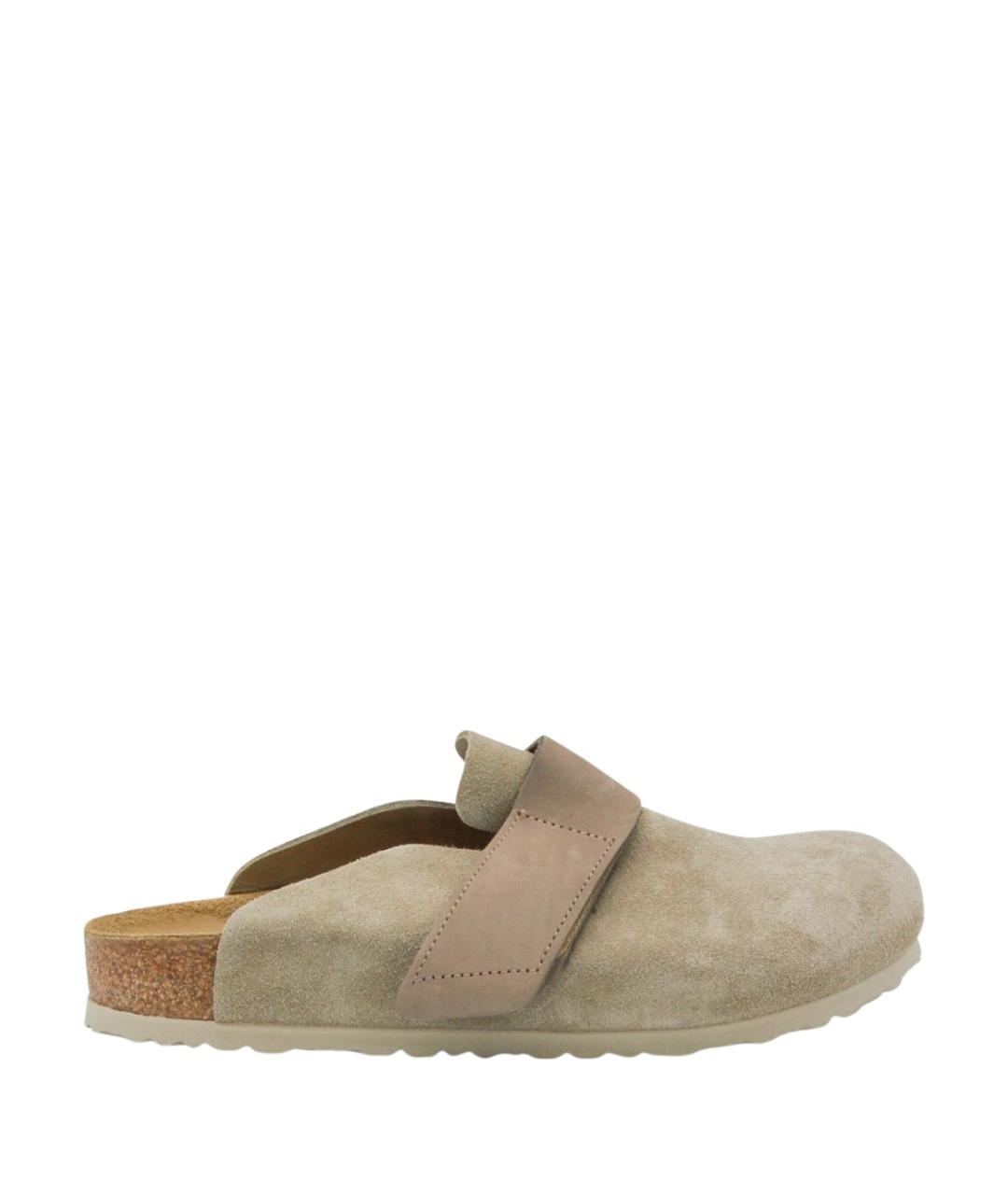 BIRKENSTOCK Бежевые нубуковые шлепанцы, фото 1