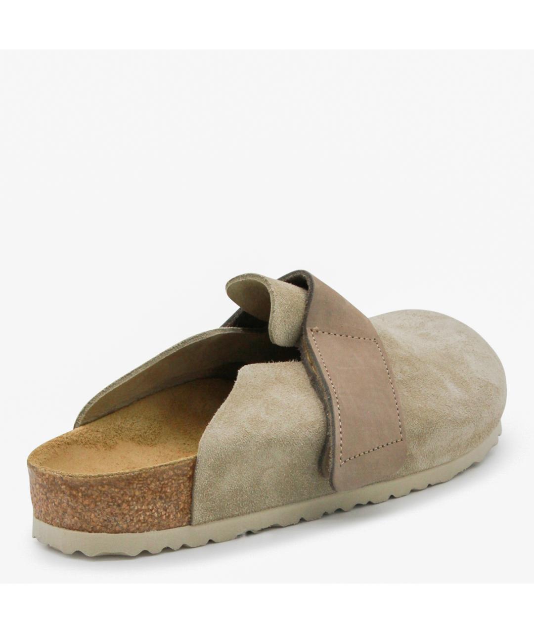 BIRKENSTOCK Бежевые нубуковые шлепанцы, фото 3