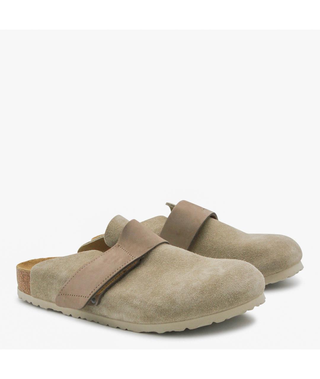 BIRKENSTOCK Бежевые нубуковые шлепанцы, фото 2