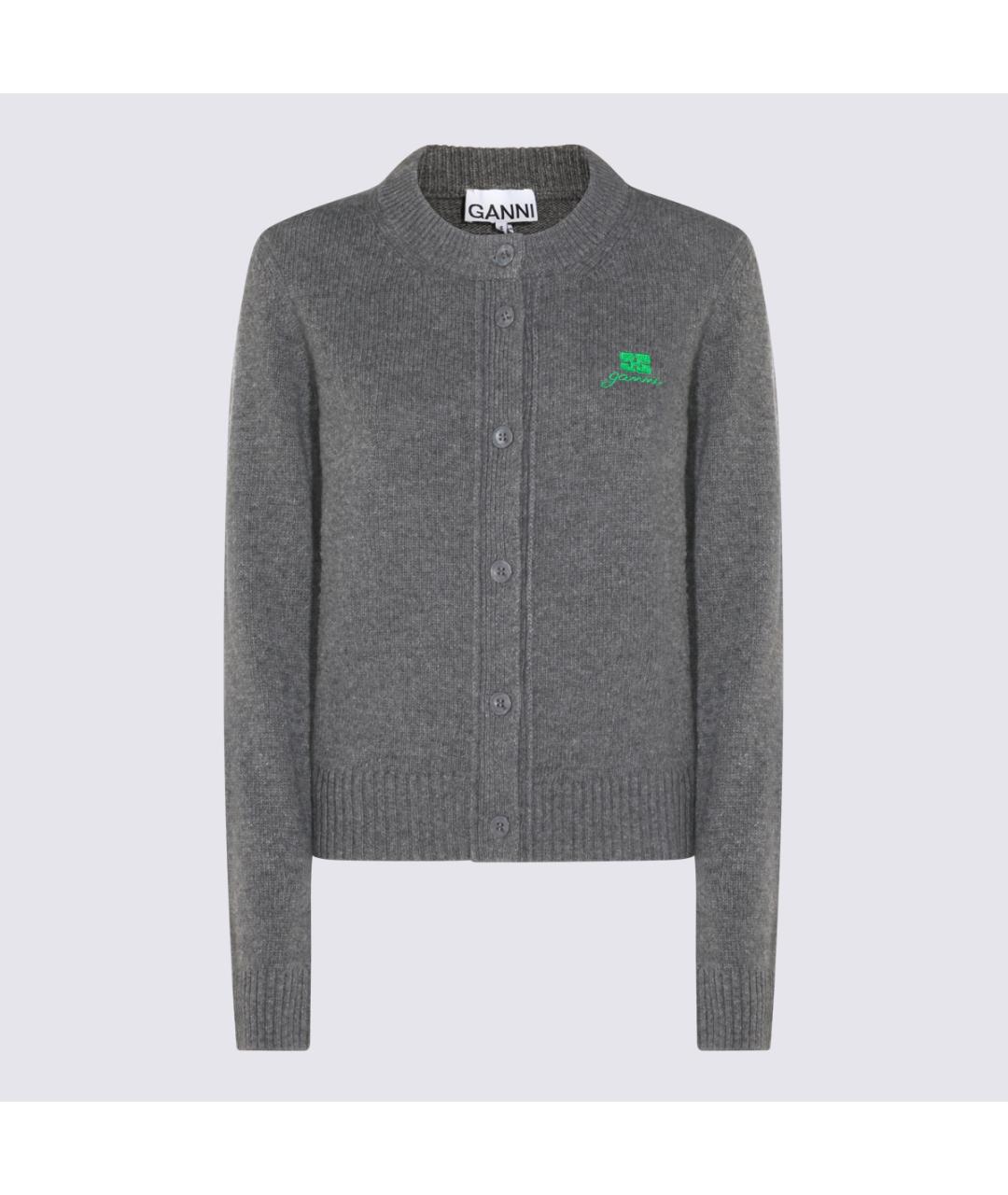 GANNI Серый шерстяной кардиган, фото 4