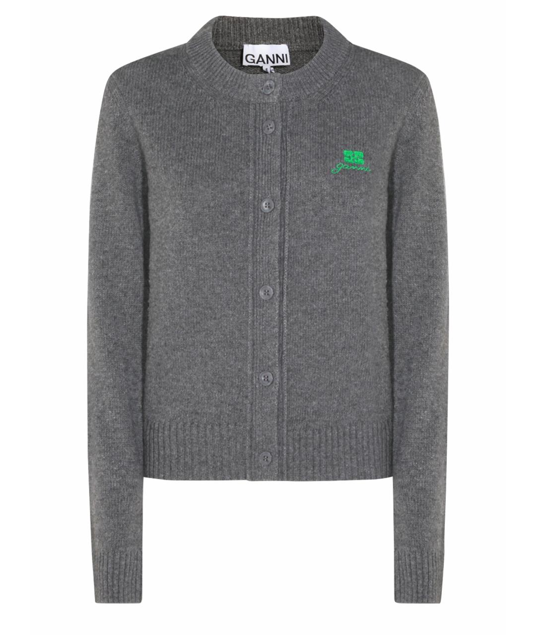 GANNI Серый шерстяной кардиган, фото 1