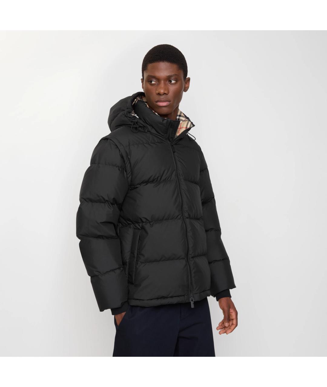 BURBERRY Черный полиэстеровый пуховик, фото 2