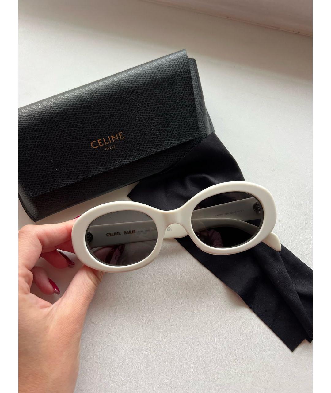 CELINE Белые пластиковые солнцезащитные очки, фото 5