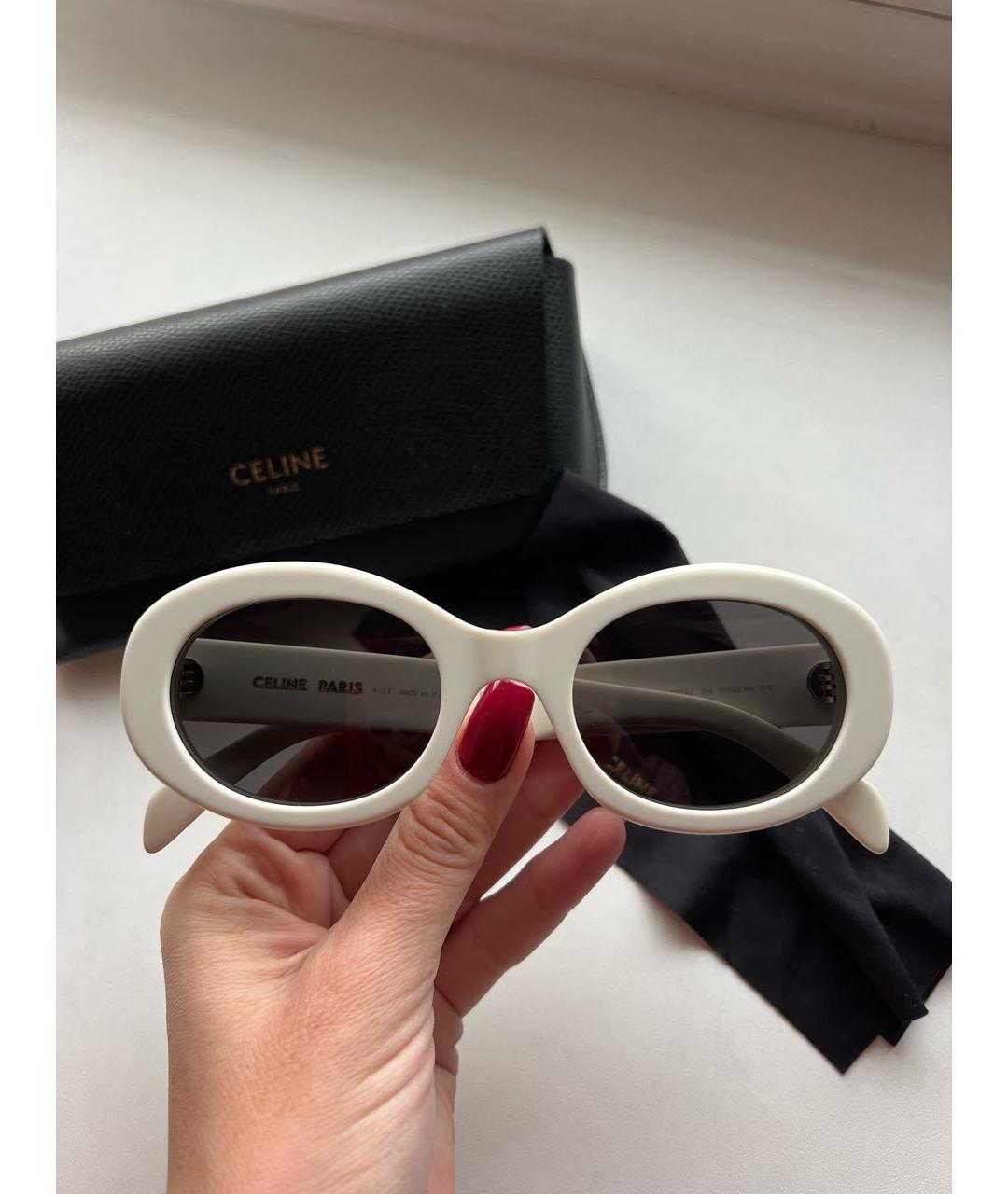 CELINE Белые пластиковые солнцезащитные очки, фото 4