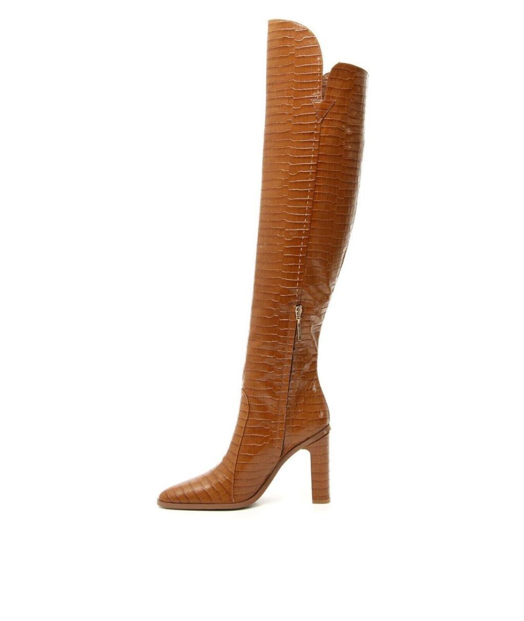 MAX MARA Коричневые ботфорты из лакированной кожи, фото 6