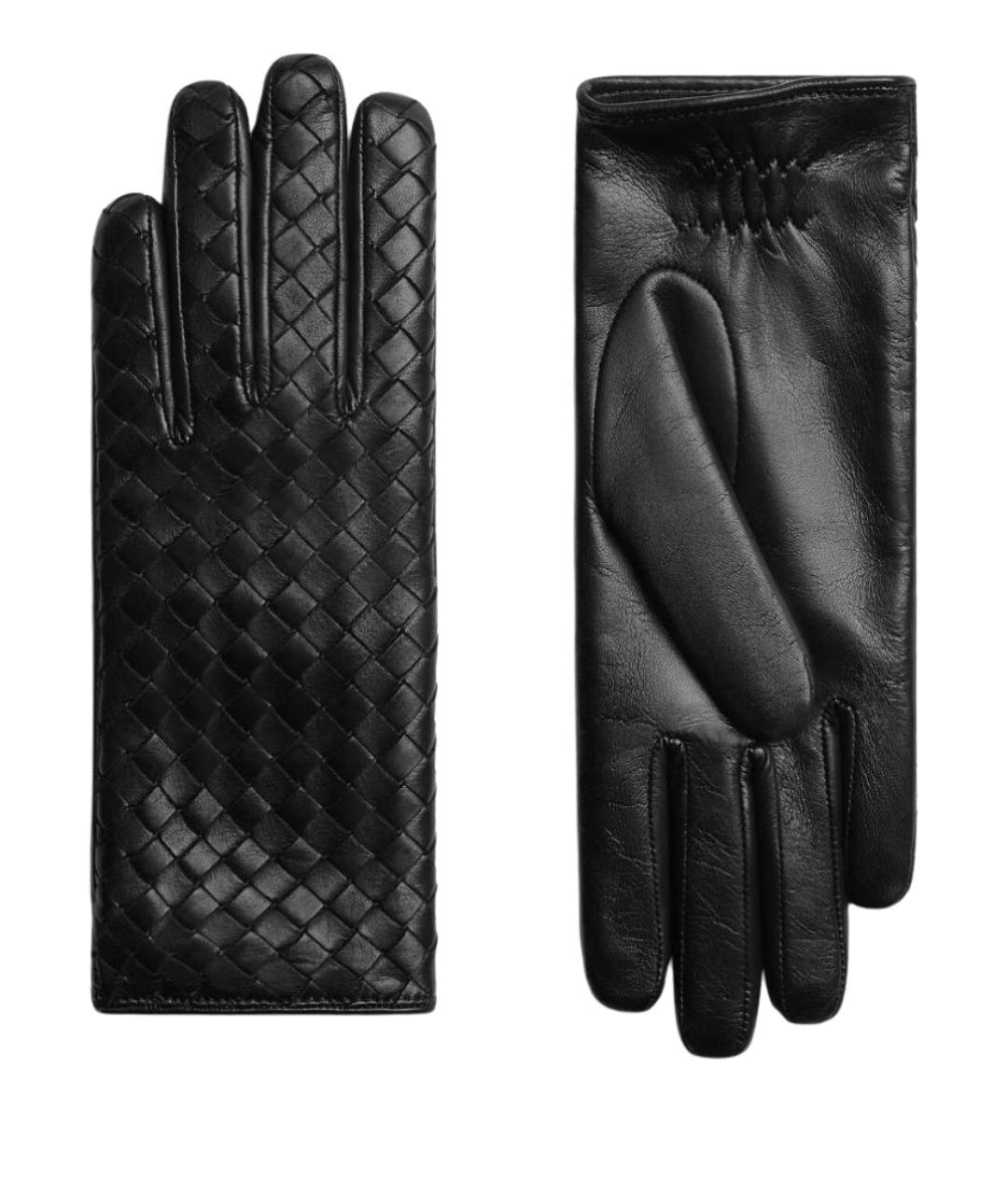 BOTTEGA VENETA Черные кожаные перчатки, фото 1