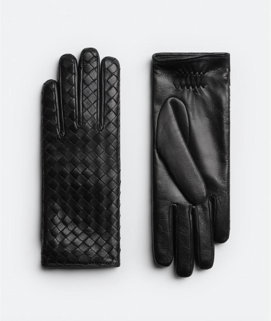 BOTTEGA VENETA Черные кожаные перчатки, фото 2