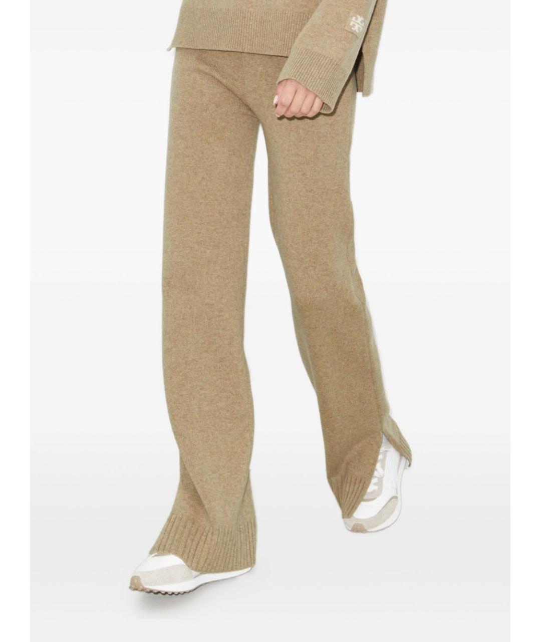 TORY BURCH Бежевые шерстяные прямые брюки, фото 2