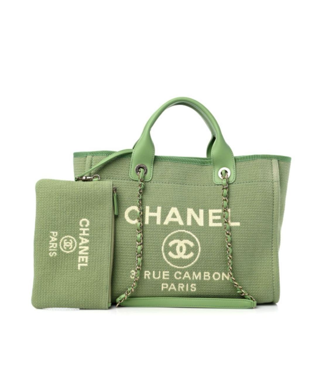 CHANEL Салатовая хлопковая сумка тоут, фото 2