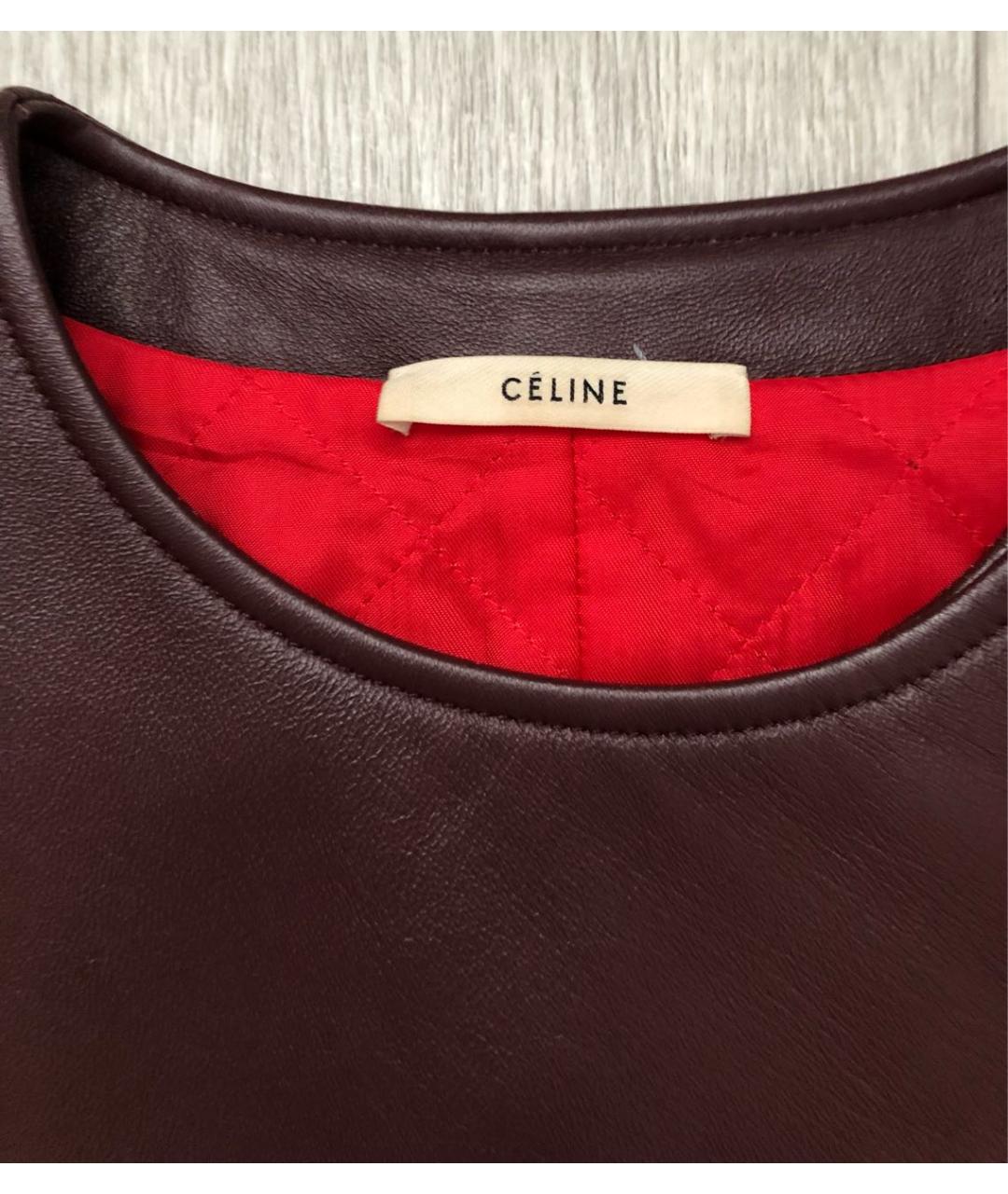 CELINE Бордовая кожаная куртка, фото 5