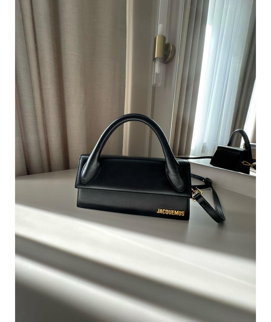 JACQUEMUS Черная кожаная сумка через плечо, фото 4
