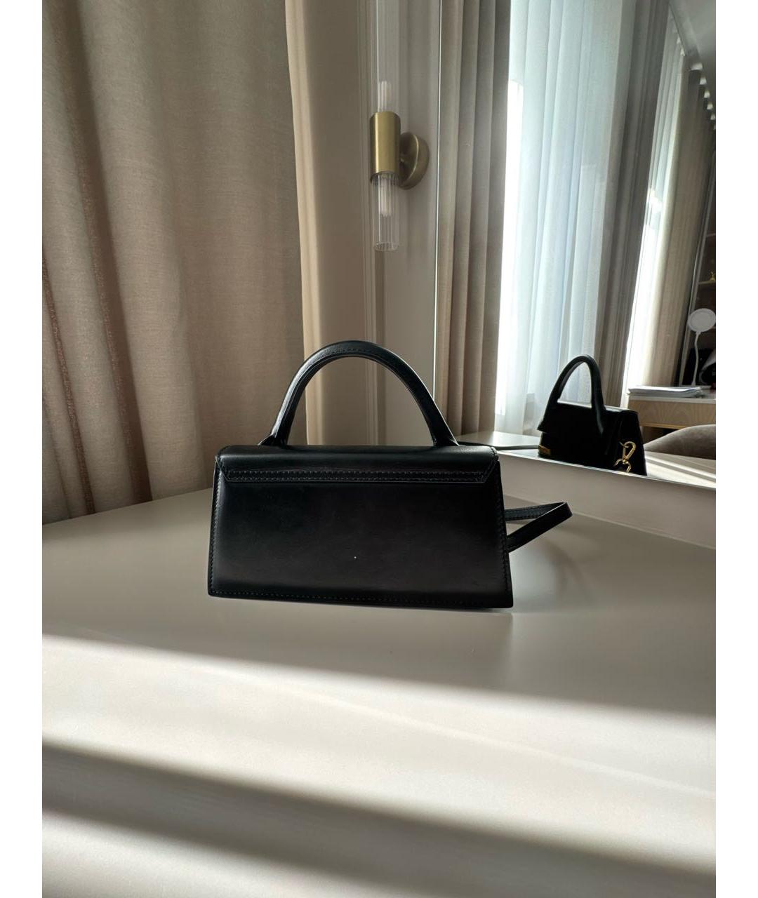 JACQUEMUS Черная кожаная сумка через плечо, фото 2