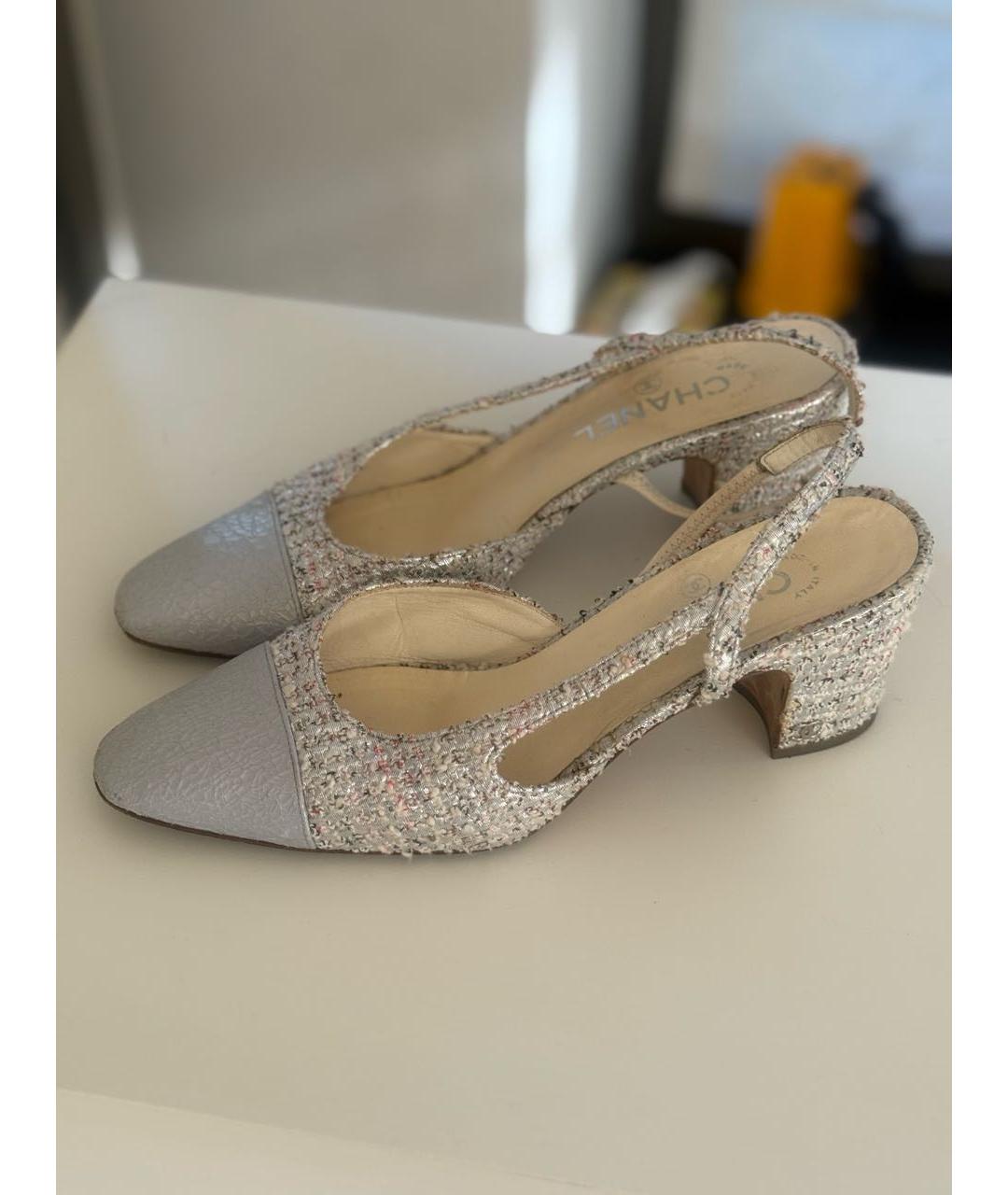 CHANEL Текстильные лодочки на низком каблуке, фото 4