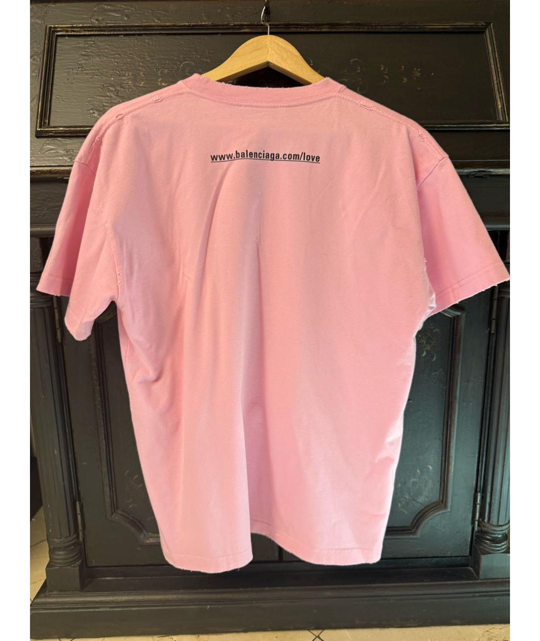 BALENCIAGA Розовая хлопковая футболка, фото 2